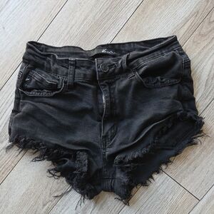 KanCan Black Frayed Jean Shorts 25